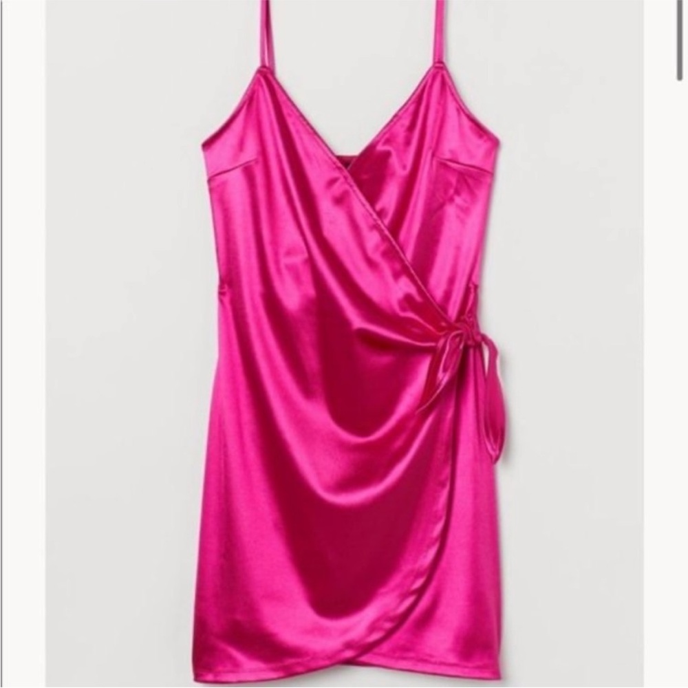 H&M Divided Fuchsia Satin Dress